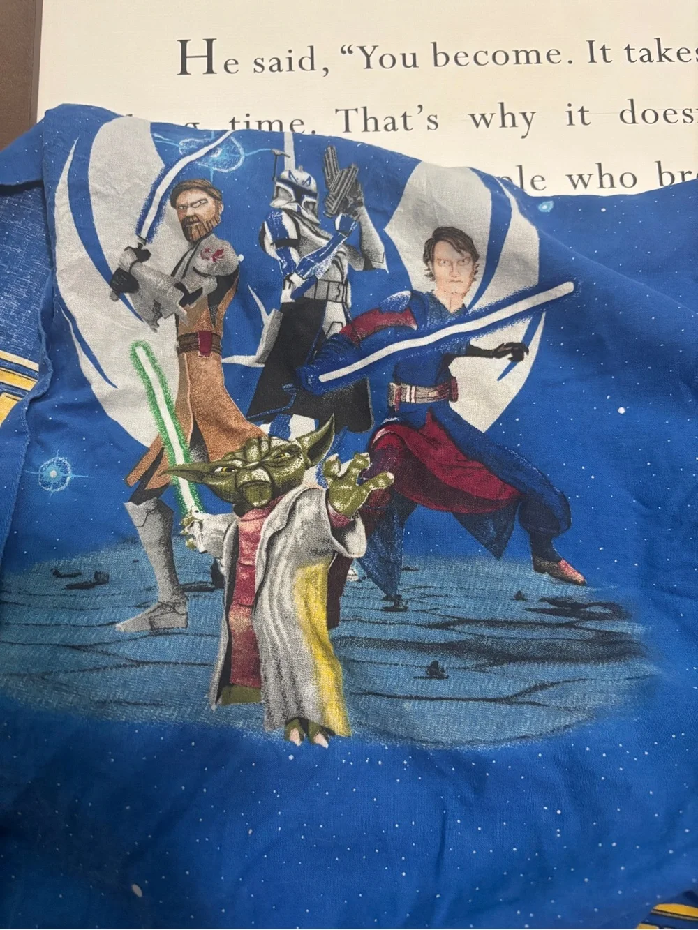 Star Wars Twin Flag Sheet with Yoda and Jedi - Blue